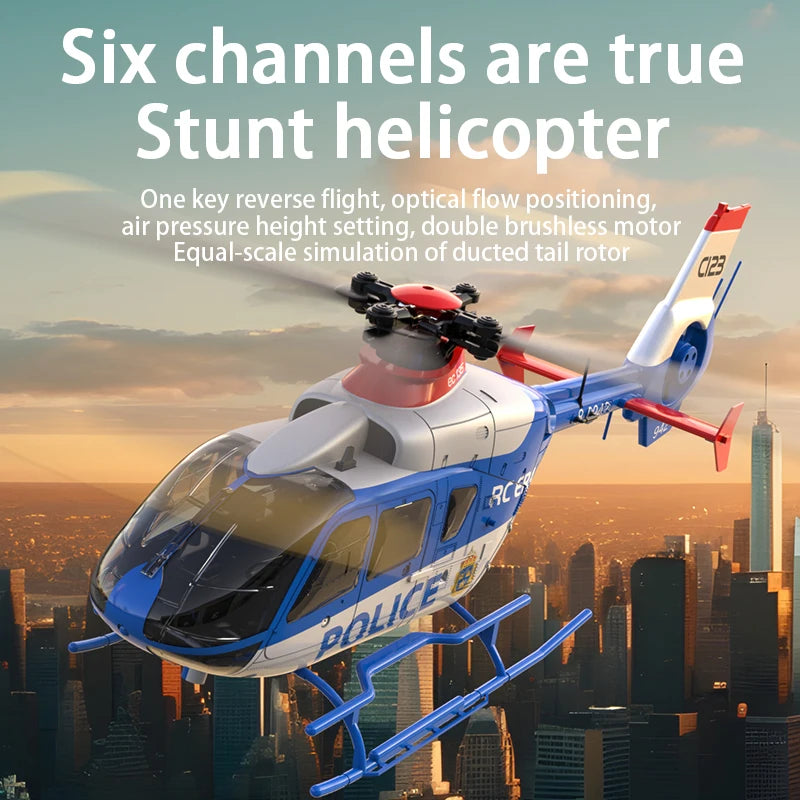 C123 6CH RC Helicopter – EC135 Brushless Direct Drive 3D Optical Flow Model