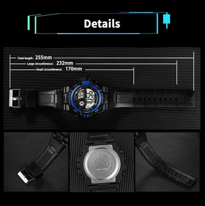 Waterproof Sports Luxury Electronic Watch for Men LED Alarm Military Digital Wristwatch for Boys, Students, and Teens