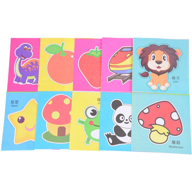 96Pcs Children’s Cartoon DIY Colorful Paper Cutting and Folding Craft – Animal Handcraft Paper Art Educational Toy for Kids