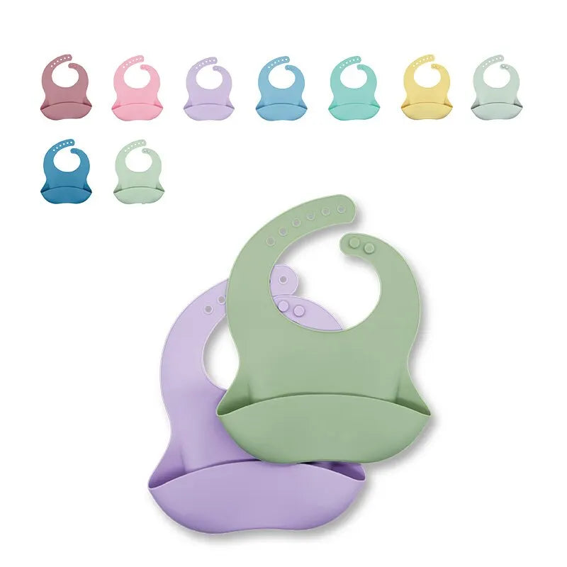Waterproof Baby Bibs – Adjustable Soft Silicone Feeding Bibs with Cute Cartoon Animal Prints for Boys & Girls - Kidzy Market