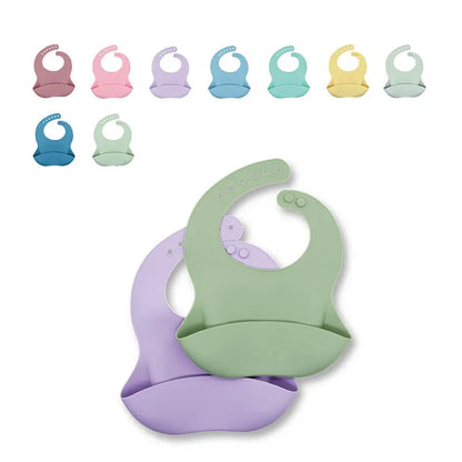 Waterproof Baby Bibs – Adjustable Soft Silicone Feeding Bibs with Cute Cartoon Animal Prints for Boys & Girls - Kidzy Market