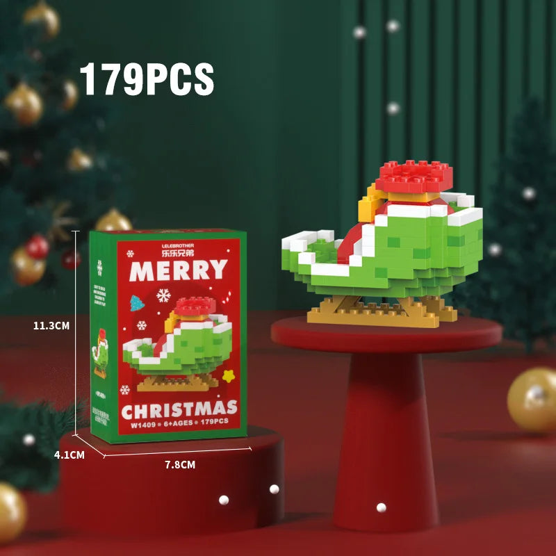 Christmas Micro Building Blocks – Santa Claus & Reindeer Puzzle, Assembling Bricks Table Decoration Toy for Kids
