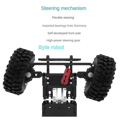 4-8KG Load 4WD Ackerman Robot Car Chassis, Encoder Motor, Front Wheel Servo MG996 Steering, Programmable RC Tank Robot Kit
