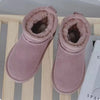 Kids Winter Fur Slippers Classic Ankle Snow Boots Warm Slip-On Shoes