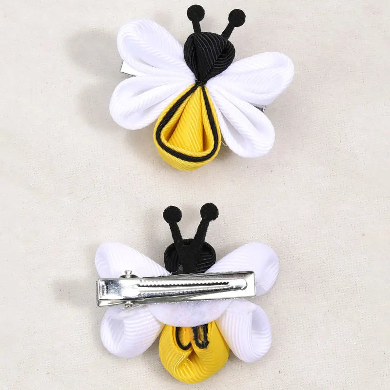 2Pcs Ribbon Bee Hairpin – Unique Animal Hair Clips for Baby Girls, Kids Barrettes, Children Headwear Accessories