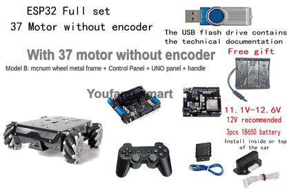 25KG Load RC Tank V3 Mecanum Wheel Robot Car for Arduino, DIY Kit with Encoder Motor and PS2 Handle, Programmable Robot Kit