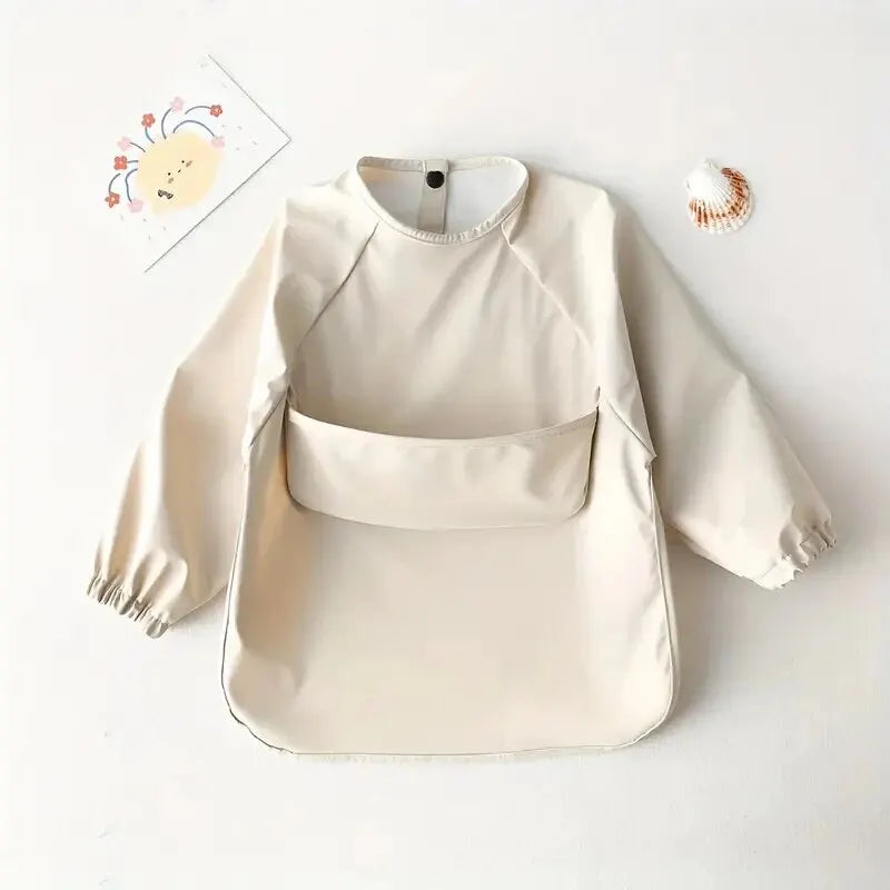 1-Piece Solid Color Baby Art Smock – Waterproof Long Sleeve Feeding Bib Apron for Kids, Soft & Comfortable - Kidzy Market