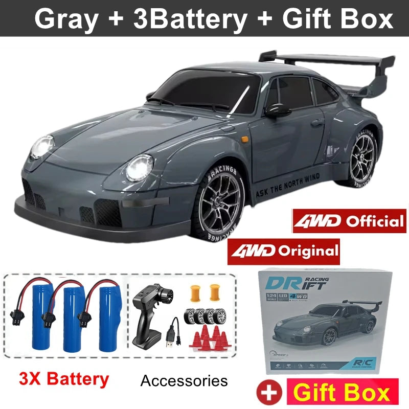 4WD RC Drift Car with LED Lights and 2.4G Remote Control 20km/h Speed