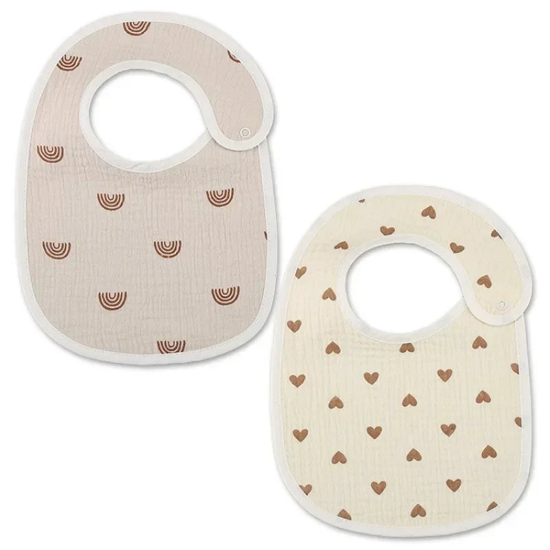 2pcs/Set Waterproof Baby Bibs – Cotton Infant Feeding Bibs, Newborn Burp Cloths, Bandana for Boys & Girls, Soft Saliva Towel - Kidzy Market