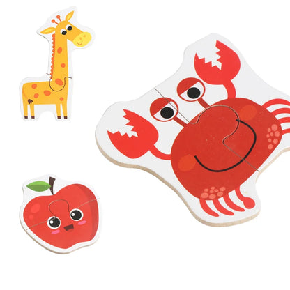 Children's Gifts, Kids Wooden Jigsaw Matching Puzzle, Baby Early Learning, Animal, Fruit & Traffic Educational Toy