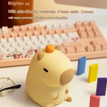 Cute Cartoon Capybara Night Light Battery Operated Dimmable Sleep Lamp for Kids Room Decor