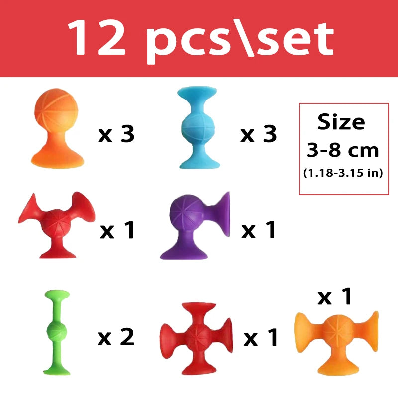 Montessori Animal Silicone Soft Building Blocks – DIY Suction Cup Assembly for Sensory Play and Educational Toy for Children
