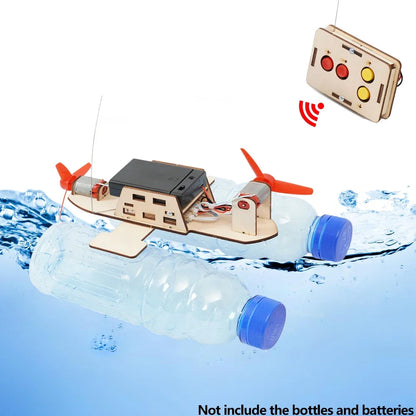 DIY Remote Control Wind Ship Model - Wooden Assembly Electric Wind-Powered Boat, STEM Science Experiment Kit for Kids