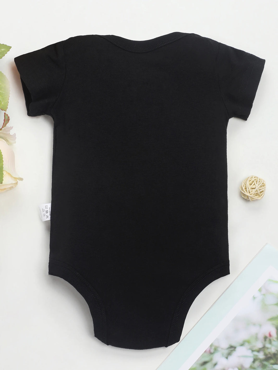 Funny Cute Baby Girl Black Onesie – Short Sleeve Summer Pure Cotton Infant Outfit, High-Quality Popular Newborn Clothes