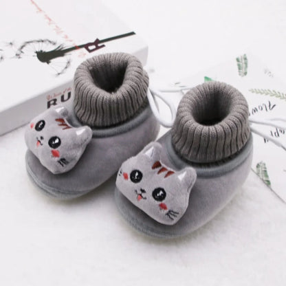 Winter Warm Newborn Baby Boy Girl Boots, Cute Bear Soft Toddler Shoes, First Walkers Anti-slip Booties, Infant Fur Snow Boots (0-18M)