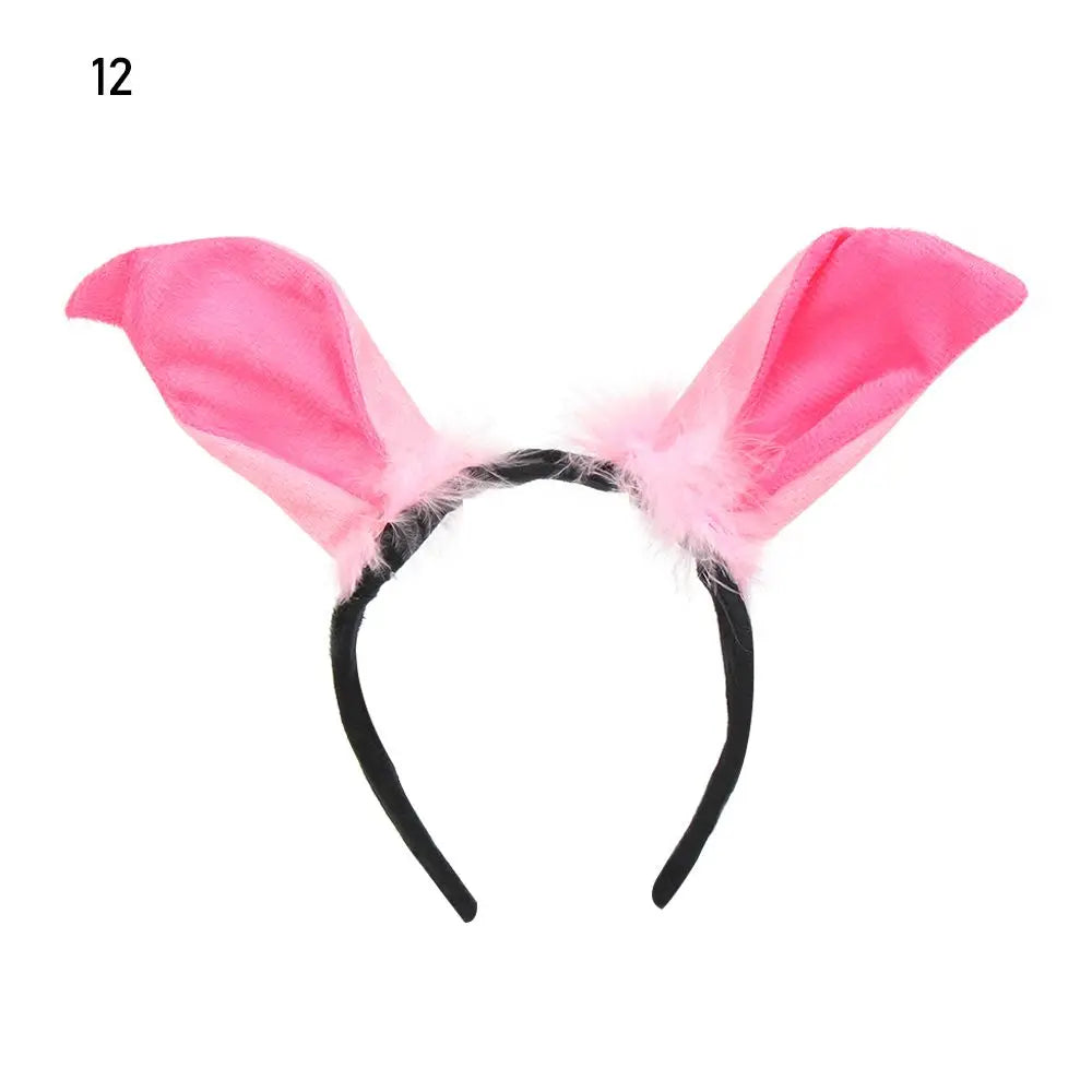 Plush Animal Ears Headband – Cartoon Dog Zebra Tiger Hairband, One Size for Kids & Adults, Cosplay Party Accessory