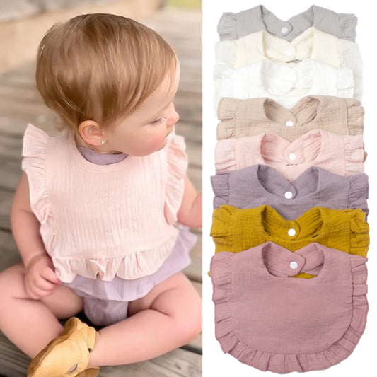 Gauze Baby Bib for Boys & Girls | Pure Cotton Candy Colored Lace Saliva Bib | Soft & Comfortable Solid Color Towel for Babies - Kidzy Market