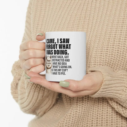 White Ceramic Coffee Mug - "I Came to See I Forgot What I Was Making" - 320 ml (10.8 fl oz) - Funny Office & Holiday Gift
