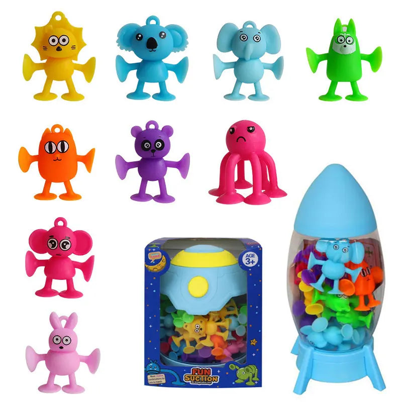 Montessori Animal Silicone Soft Building Blocks – DIY Suction Cup Assembly for Sensory Play and Educational Toy for Children