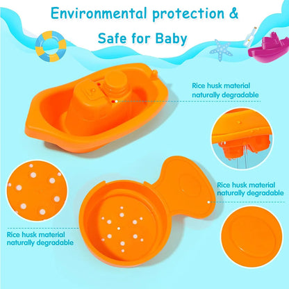 Baby Bath Toys Rainbow Stacking Boat and Spoon Set