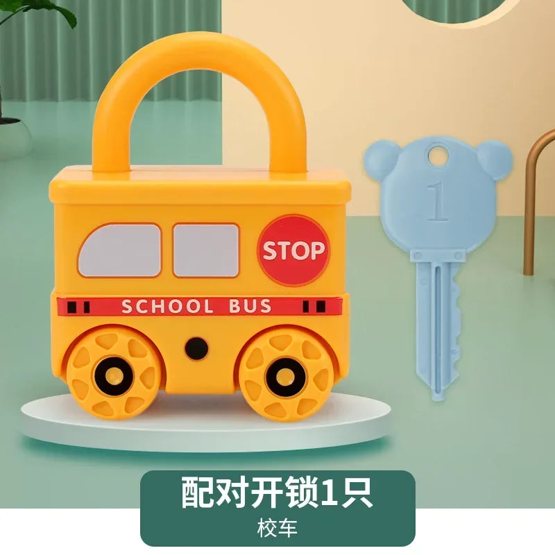 Baby Learning Lock with Key Car Toy – Montessori Educational Number Matching and Sensory Toy for Kids