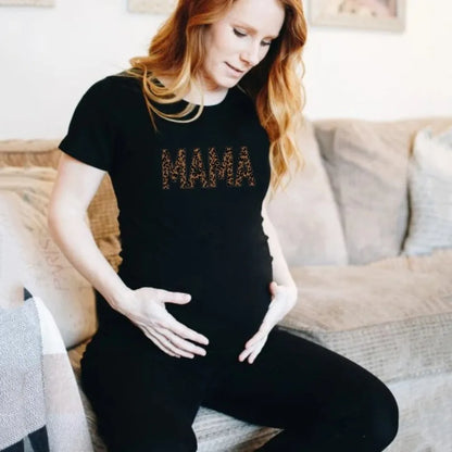 Nordic Rainbow Mama Printed Pregnancy T-Shirt | Maternity Short Sleeve Tee | Pregnancy Announcement Shirt for New Moms