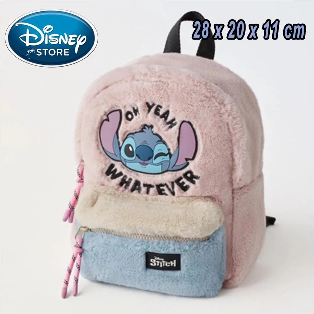 Disney Plush Backpack – Blue Stitch Large Capacity Cartoon School Bag for Kids