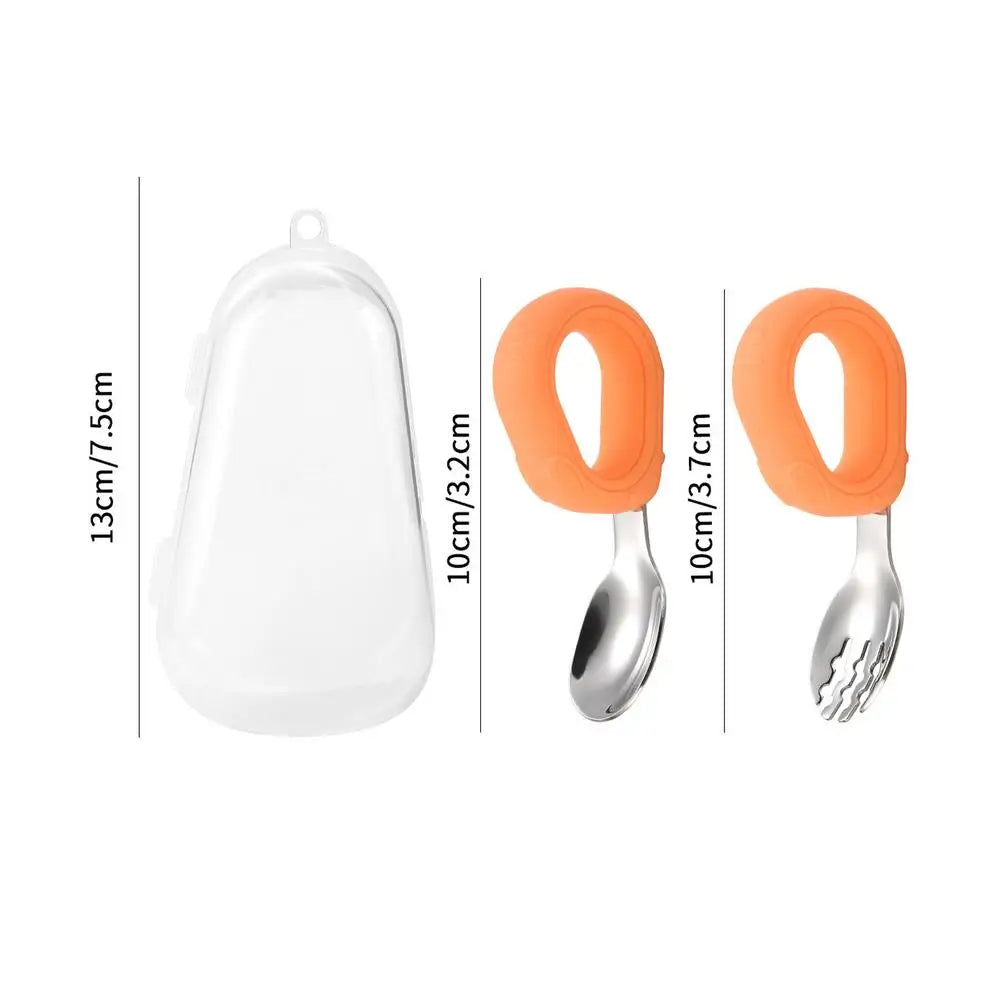 Cartoon Baby Tableware Set - Infant Food Feeding Spoon & Fork, Stainless Steel Toddler Dinnerware, Children Utensils & Cutlery Gadgets