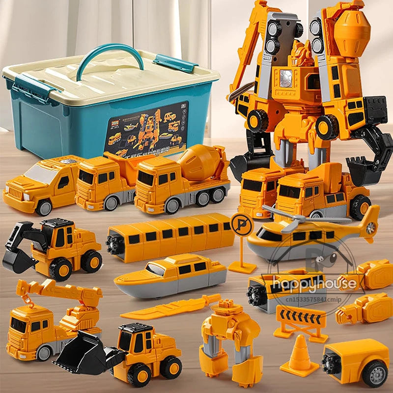 Magnetic Transforming Engineering Car Toy for Toddlers