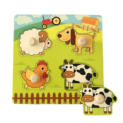 Montessori Wooden Puzzle Board – Animal Cognition Educational Toy for Kids 1-3 Years