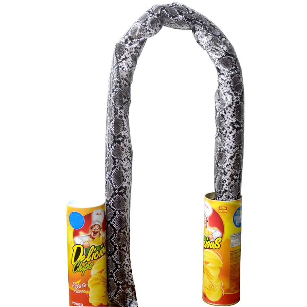 Jumping Spring Snake Gag in Potato Chip Can — 51 in (130 cm) Prank Toy, 1-Pack for Halloween & April Fools