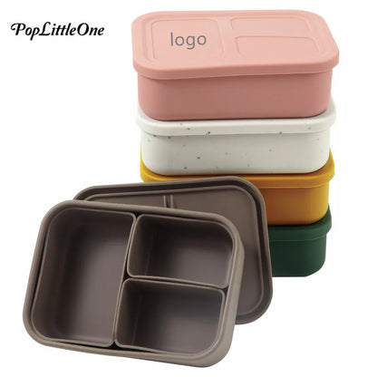 Customized Baby Silicone Feeding Bowl with Lid – Leak-Proof Lunch Box, Detachable Dishes Plate, Microwave Safe Tableware