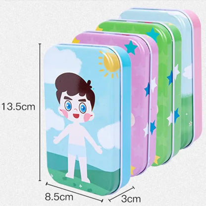 Magnetic 3D Puzzle, Children Dress Up Expression, Travel Tin Box Jigsaw Game, Early Education Imagination Toy, Gifts for Girls