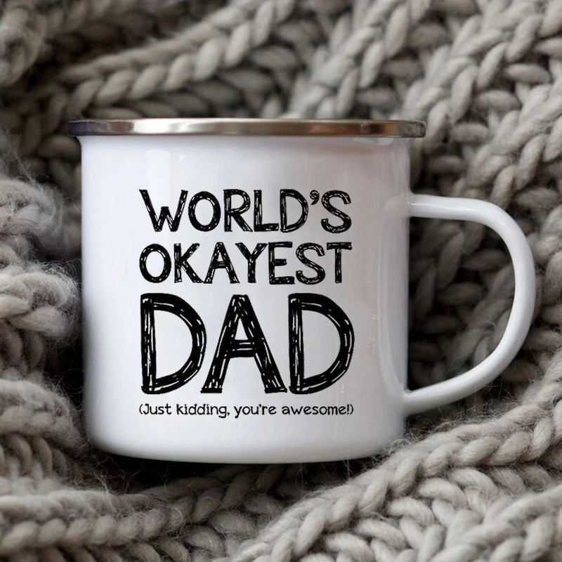Dad Nutritional Facts Enamel Coffee Mug – Best Dad Ever Gift from Kids – Father's Day Gift for Papa, Daddy, Stepdad