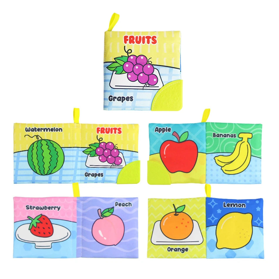 Baby Soft Cloth Books - Intelligence Development Learning Book with Teether, Rustle Sound Cognition Educational Toys for Baby