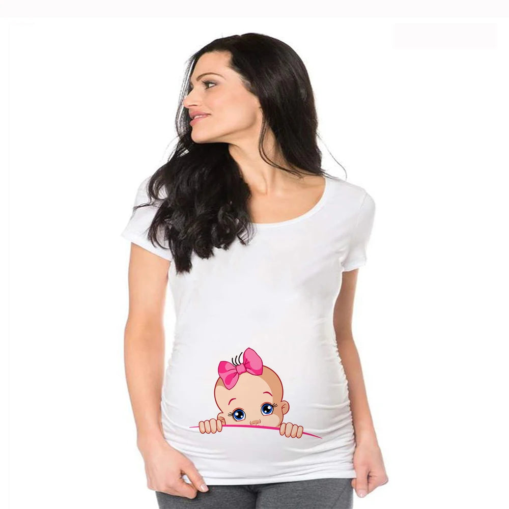 Loading Women Maternity T-Shirt | Short Sleeve Pregnancy Funny Tops | Maternity Clothes | Hot Sale Drop Ship