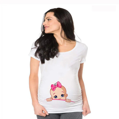 Loading Women Maternity T-Shirt | Short Sleeve Pregnancy Funny Tops | Maternity Clothes | Hot Sale Drop Ship