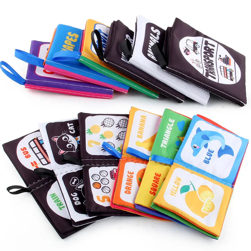 4 Pages Enlightenment Early Learning Books - Black and White Cloth Book for Kids, Montessori Educational Toys