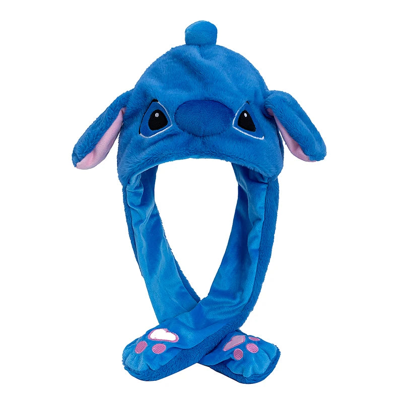Stitch Bunny Ear Plush Beanie with Moving Ears – Cute Knit Winter Hat for Women & Girls, 55–60 cm (21.7–23.6 in)