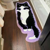 Long Plush Cartoon Cat Rug - Soft Non-Slip Machine Washable Floor Mat for Bedroom & Living Room