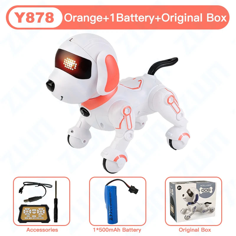 ZWN RC Robot Stunt Dog Toy with Voice Command, Programmable Touch-Sense, and Music, Electronic Robot Dog Gift for Children