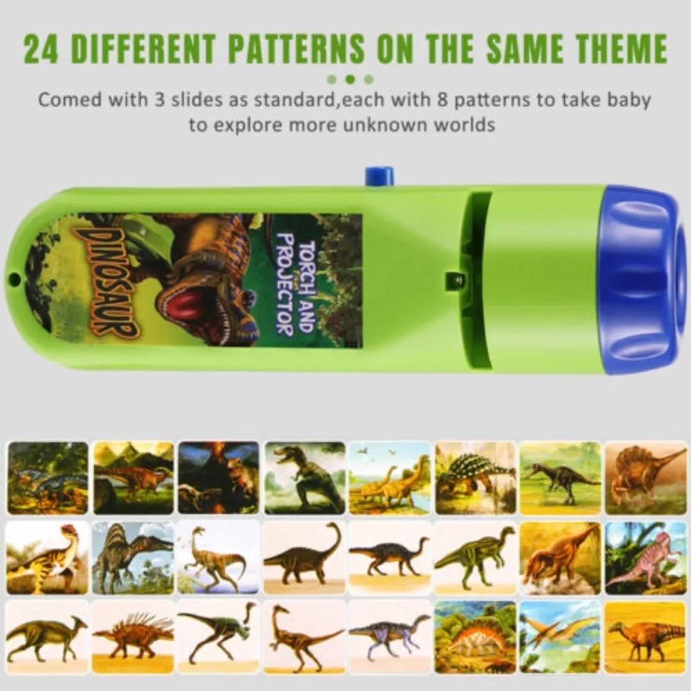 Kids Dinosaur Projection Flashlight Night Light - Educational Bedtime Star Sky Projector (5.12 in / 13 cm)