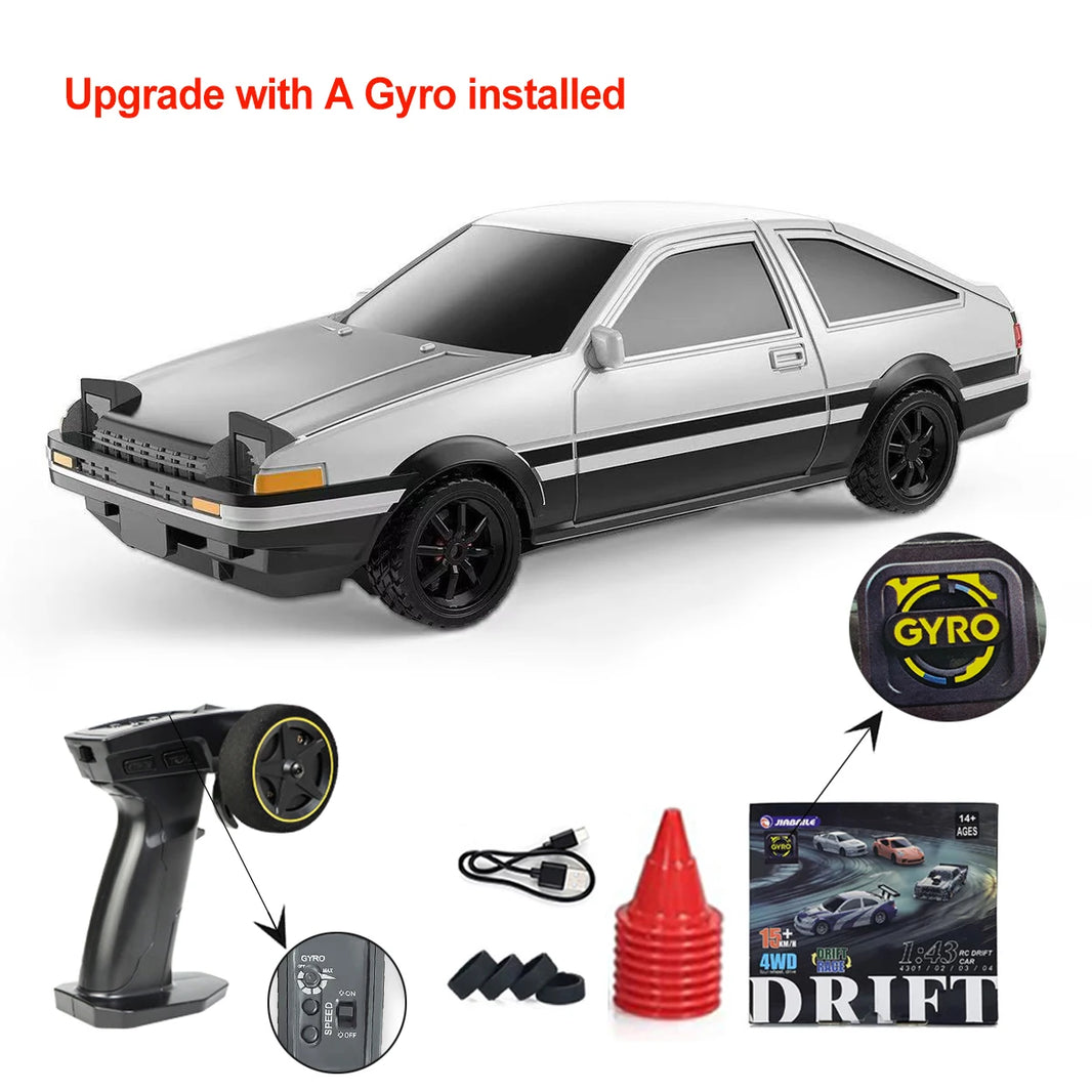 Upgraded Gyro 1/43 RC Drifting Car with 4WD and 2.4G Remote Control