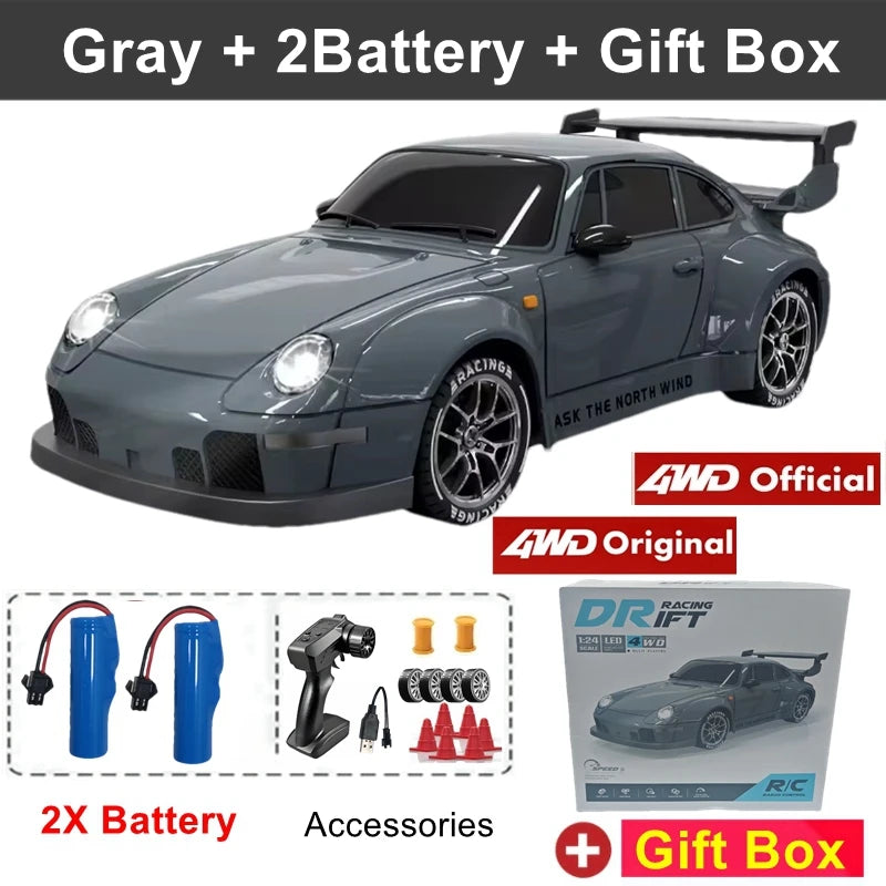 4WD RC Drift Car with LED Lights and 2.4G Remote Control 20km/h Speed