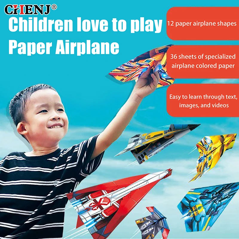 Paper Airplane Origami Set with Tutorial Handmade 3D Educational Toy for Children
