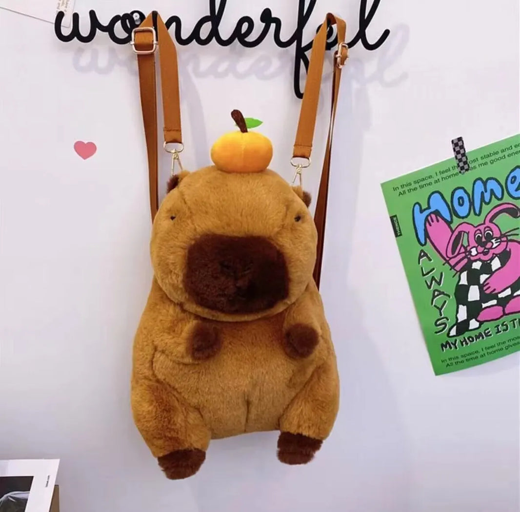 Cute Capybara Dolphin Plush Backpack – Dual-Purpose Shoulder Bag and Tote for Kids