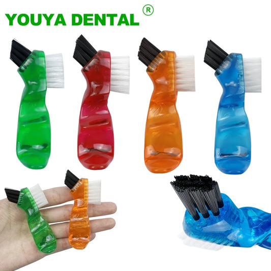 10PCS Mini Denture Cleaning Toothbrushes - False Teeth Brush with Ergonomic Rubber Handle & Multi-Layered Bristles Oral Care