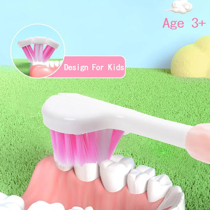 Age 3+ 3-Sided Toddler Toothbrush, Soft Bristles, Kids Autism Sensory Toothbrush, Silicone Oral Care Brush