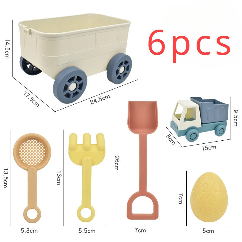 Kids Beach Sand Toy Set With Truck, Shovel, Rake & Pretend Play Kitchen Tools