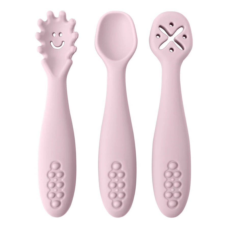 3PCS Cute Baby Learning Spoons Utensils Set – Newborn Feeding Spoon Set for Toddlers
